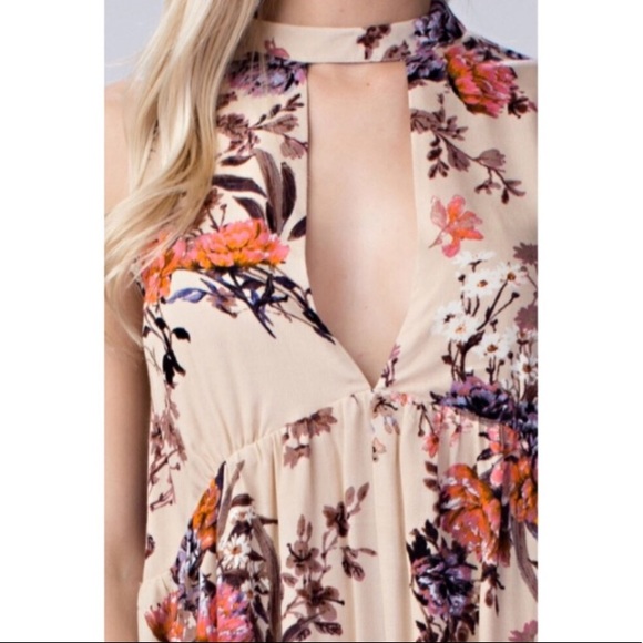 NWT Floral Choker Romper - Picture 2 of 2